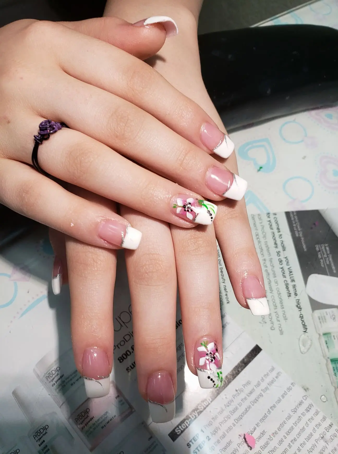 Long nails with a soft pink ombré finish